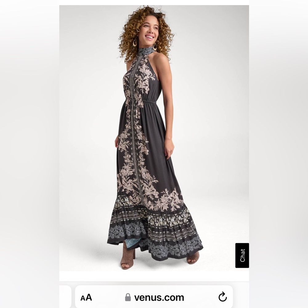Venus Printed Mock-Neck Maxi Dress 18
